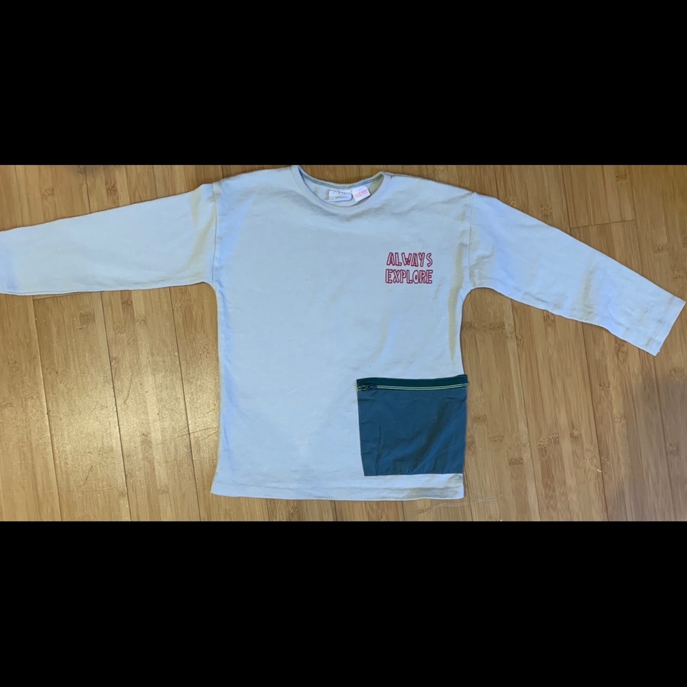 Boys cream Zara pocket shirt